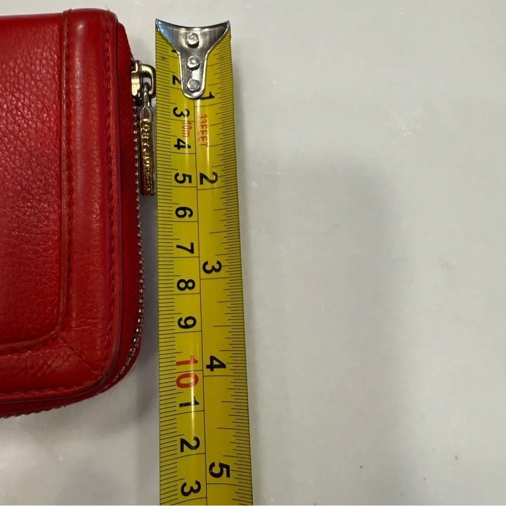 Tory Burch Women’s Amanda Zip Around Long Wallet Red Leather Gold Logo